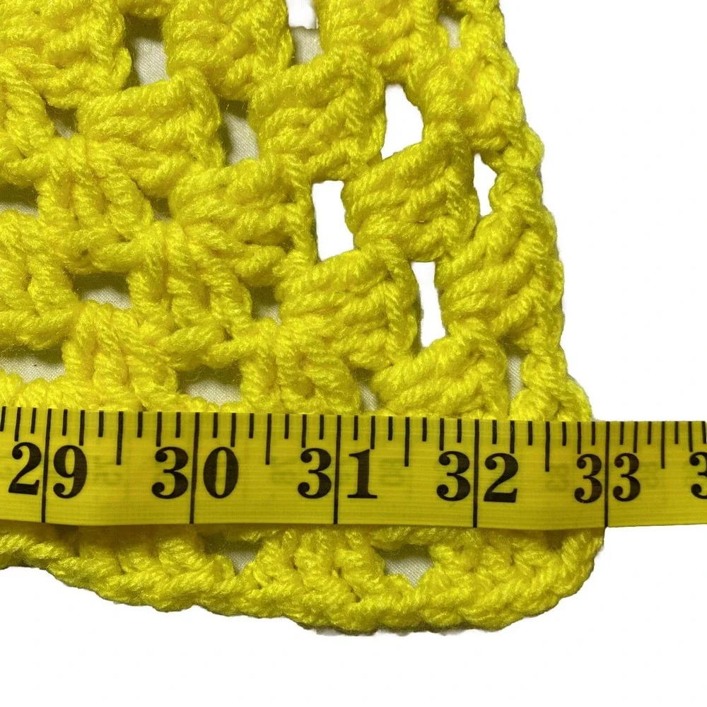 Handmade Crochet‎ Knit Blanket Baby VTG Throw Afghan 33” Square Boho Bright